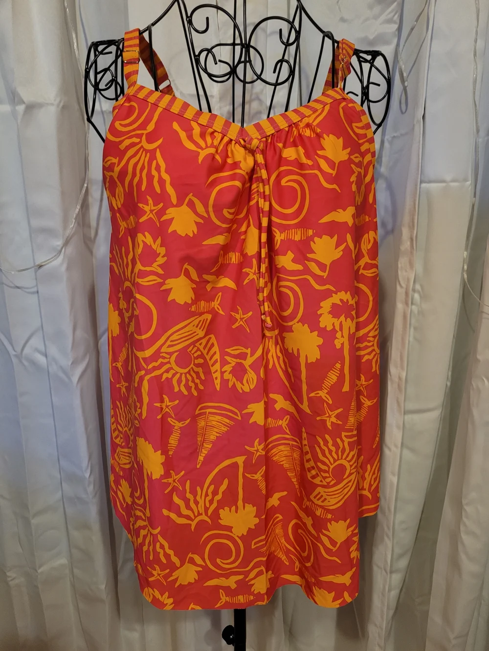 Amazon Women’s Tropical Swim Cover-Up in Coral and Yellow